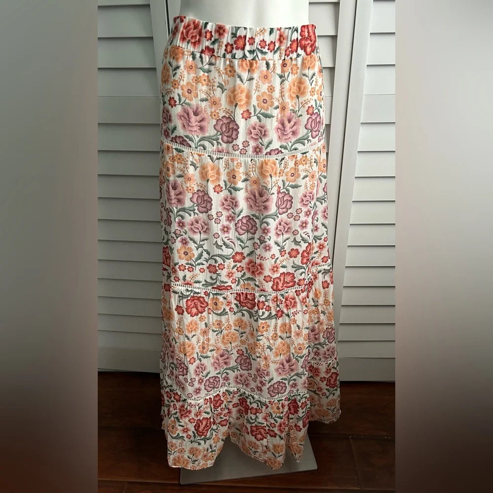 Anthropologie | Laia teka tiered floral maxi skirt size XL - Picture 5 of 11